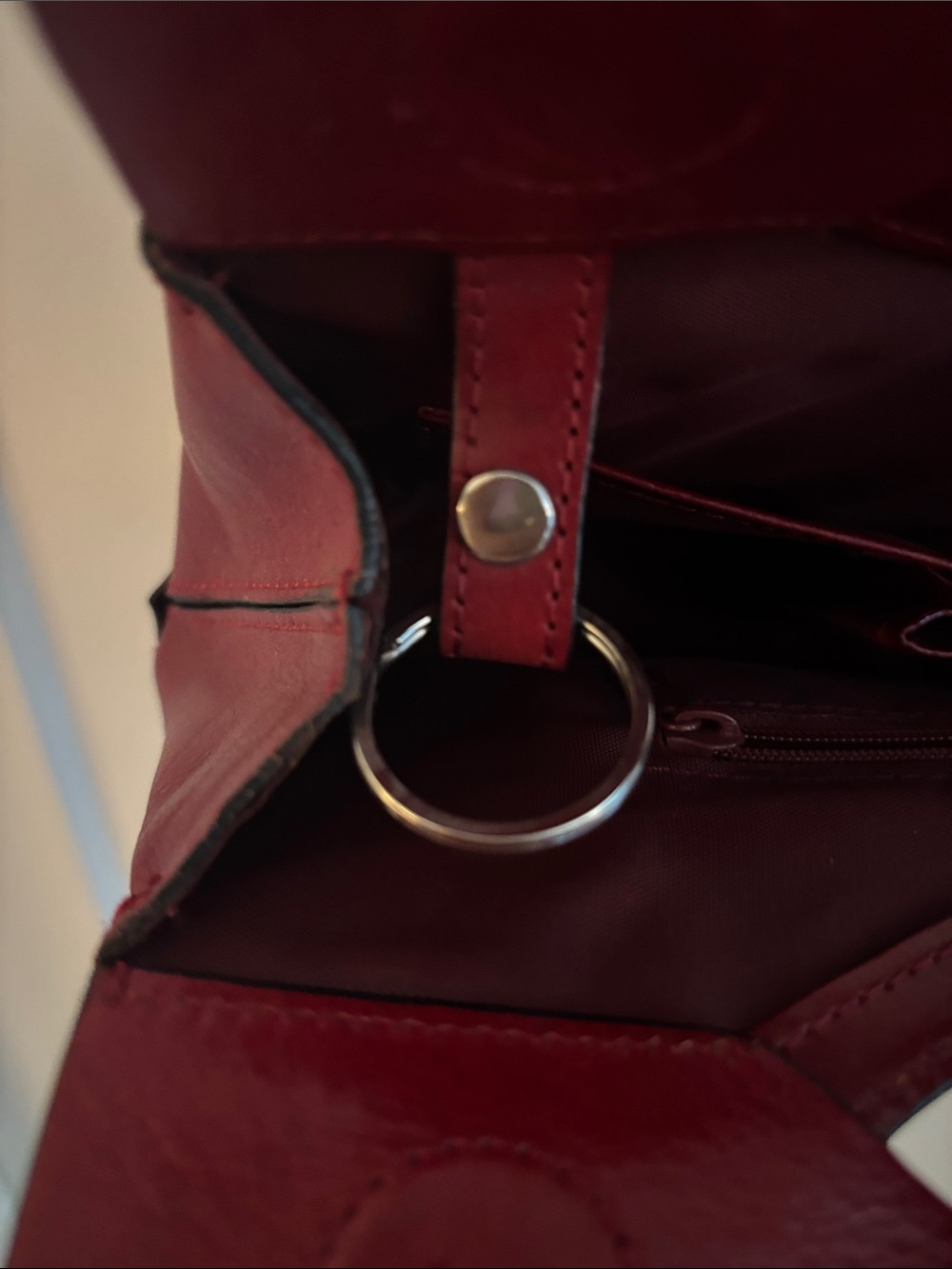 WILSONS LEATHER Pelle Series Red Leather Top-Handle Mini Bag Magnet Closure - Picture 7 of 9